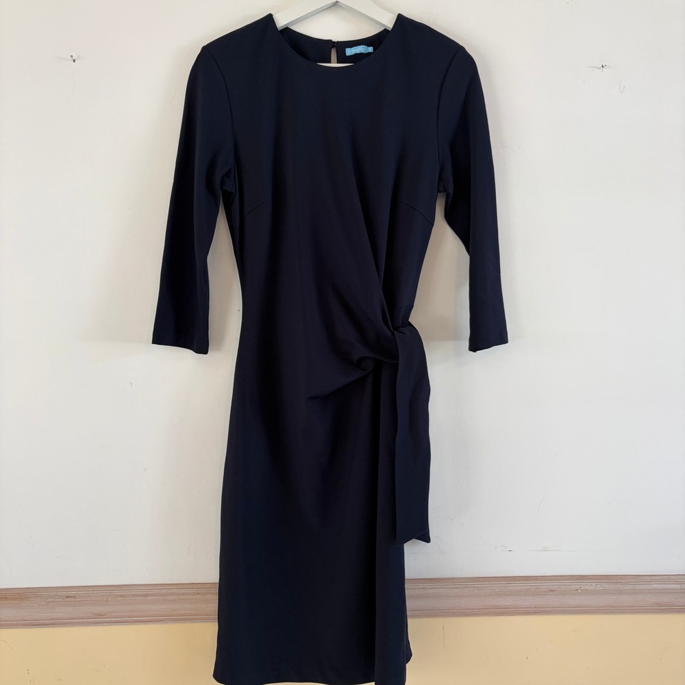 J McLaughlin Women's Navy Blue Knit Twist Front Midi Dress Size S